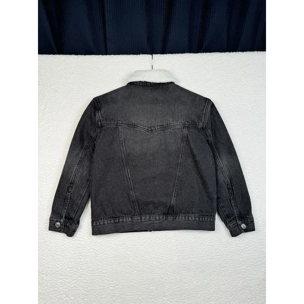 Levi's SIlvertab Black Denim Jacket Sherpa Collar - Boys Youth Small 8-10 YRS.